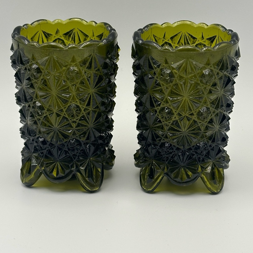 Elegant Green Glass Candle Holders